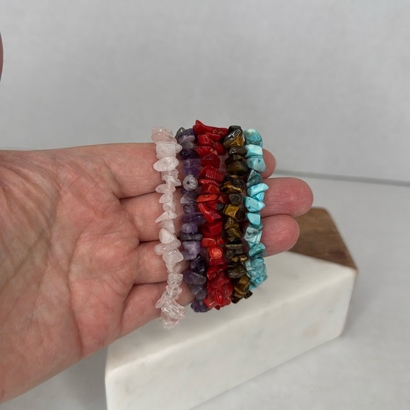 Multicolor Gemstone Stretch Bracelets Set lot C6 - Picture 2 of 5